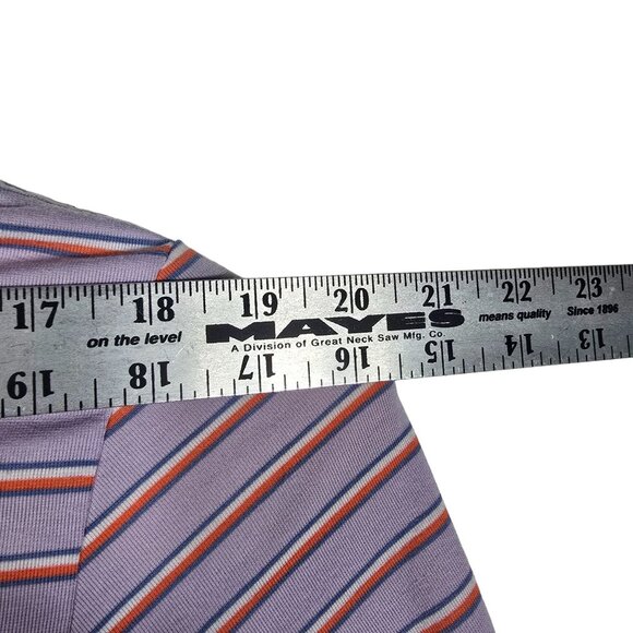 Criquet Men's Polo Shirt Size Large Short Sleeve Lavender Striped - Picture 8 of 10